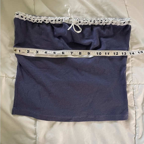 Y2K Subdued Navy Blue Tube Top with Lace Detail - Picture 4 of 5
